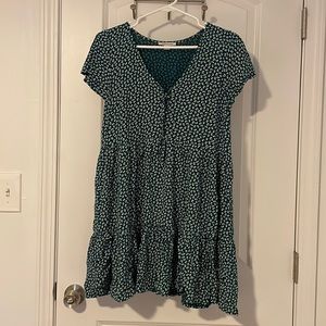 American Eagle, green floral smock style mini dress, size medium.